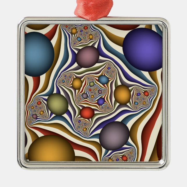 Flying Up Colorful Modern Abstract Fractal Art Metal Ornament (Front)