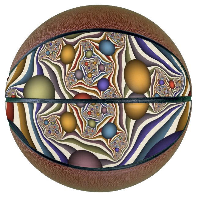 Flying Up Colourful Modern Abstract Fractal Art Basketball (Front)