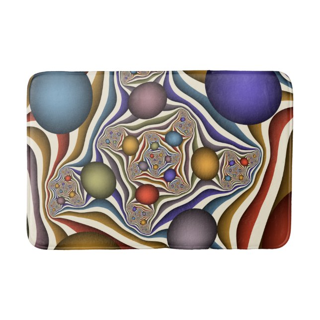 Flying Up, Colourful, Modern, Abstract Fractal Art Bath Mat (Front)