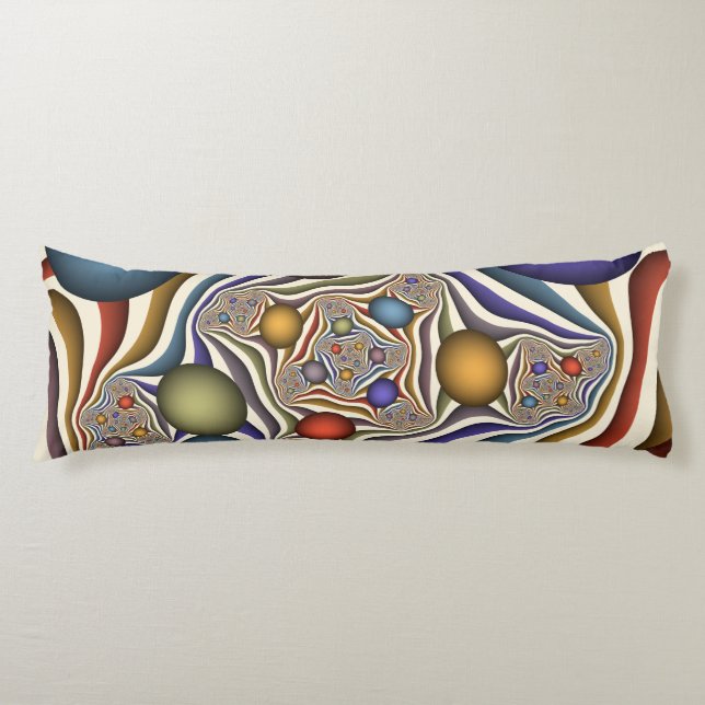 Flying Up, Colourful Modern Abstract Fractal Art Body Cushion (Front)