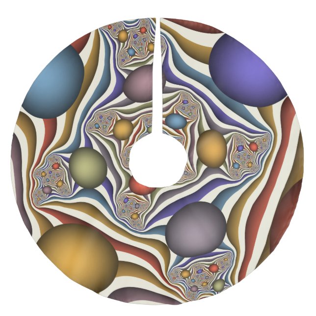 Flying Up, Colourful, Modern, Abstract Fractal Art Brushed Polyester Tree Skirt (Front)