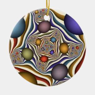 Flying Up Colourful Modern Abstract Fractal Art Ceramic Ornament