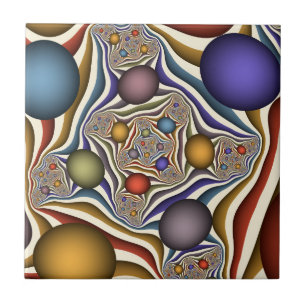 Flying Up Colourful Modern Abstract Fractal Art Ceramic Tile