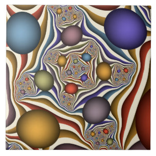 Flying Up Colourful Modern Abstract Fractal Art Ceramic Tile