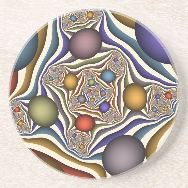 Flying Up Colourful Modern Abstract Fractal Art Coaster (Front)