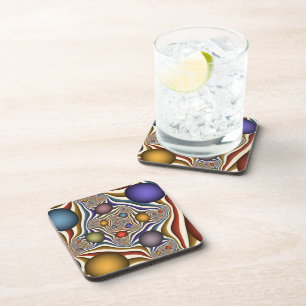 Flying Up Colourful Modern Abstract Fractal Art Coaster
