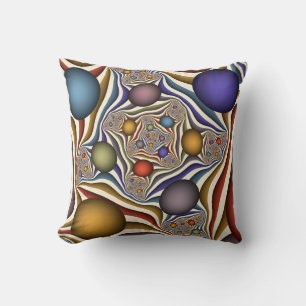 Flying Up, Colourful, Modern, Abstract Fractal Art Cushion