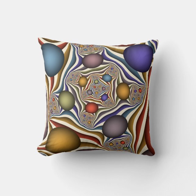 Flying Up, Colourful, Modern, Abstract Fractal Art Cushion (Front)