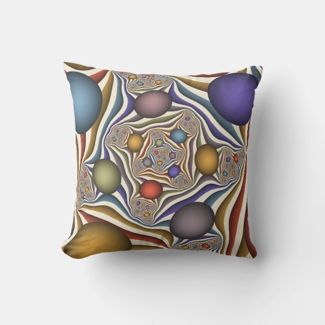 Flying Up Colourful Modern Abstract Fractal Art Cushion (Front)