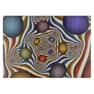 Flying Up, Colourful, Modern, Abstract Fractal Art Cutting Board