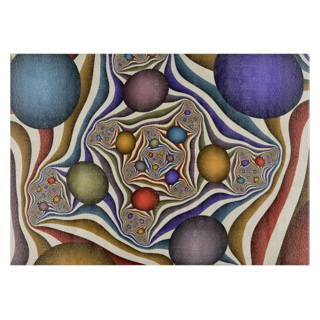 Flying Up, Colourful, Modern, Abstract Fractal Art Cutting Board (Front)