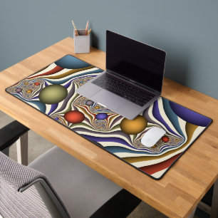 Flying Up, Colourful Modern Abstract Fractal Art Desk Mat