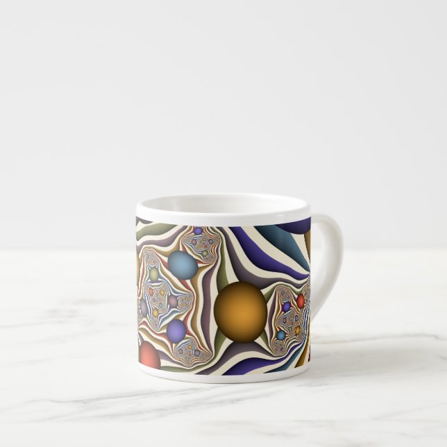 Flying Up Colourful Modern Abstract Fractal Art Espresso Cup (Front Right)