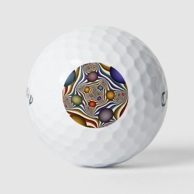 Flying Up, Colourful Modern Abstract Fractal Art Golf Balls (Front)