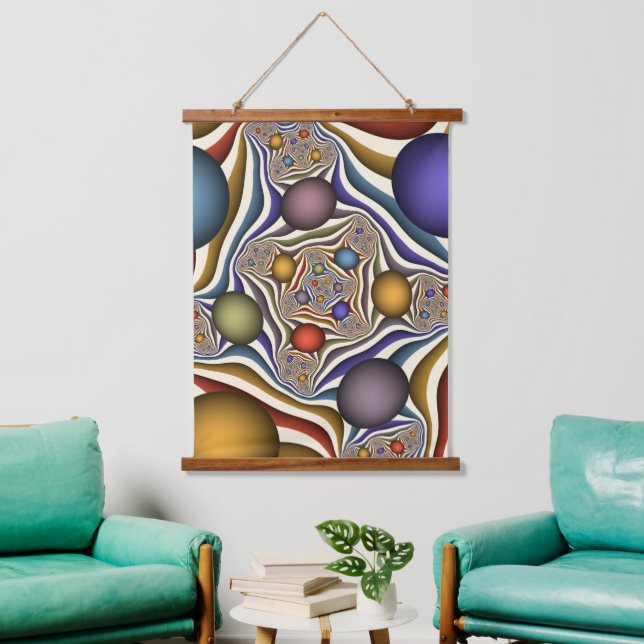 Flying Up, Colourful Modern Abstract Fractal Art Hanging Tapestry (Living Room)