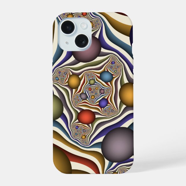 Flying Up Colourful Modern Abstract Fractal Art iPhone 15 Case (Back)