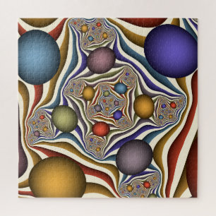 Flying Up, Colourful Modern Abstract Fractal Art Jigsaw Puzzle