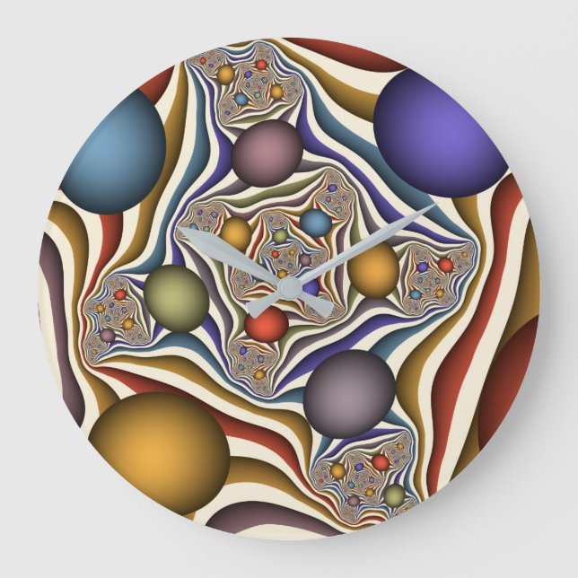 Flying Up, Colourful, Modern, Abstract Fractal Art Large Clock (Front)