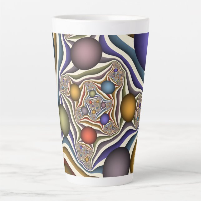 Flying Up Colourful Modern Abstract Fractal Art Latte Mug (Front)