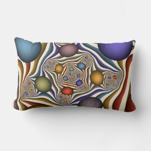 Flying Up, Colourful, Modern, Abstract Fractal Art Lumbar Cushion