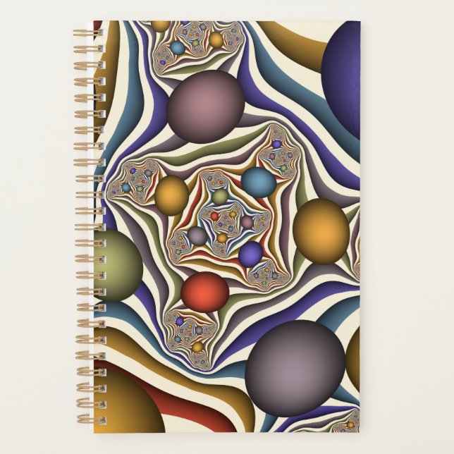 Flying Up Colourful Modern Abstract Fractal Art Planner (Front)