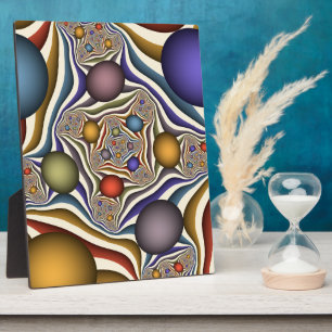 Flying Up, Colourful Modern Abstract Fractal Art Plaque