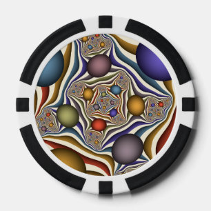 Flying Up, Colourful Modern Abstract Fractal Art Poker Chips