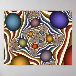 Flying Up, Colourful, Modern, Abstract Fractal Art Poster