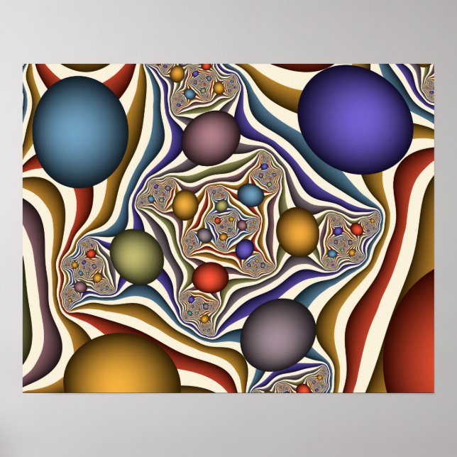 Flying Up, Colourful, Modern, Abstract Fractal Art Poster (Front)