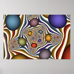 Flying Up, Colourful, Modern, Abstract Fractal Art Poster