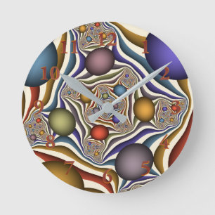 Flying Up Colourful Modern Abstract Fractal Art Round Clock