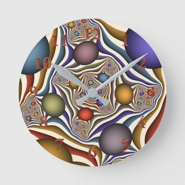 Flying Up Colourful Modern Abstract Fractal Art Round Clock (Front)