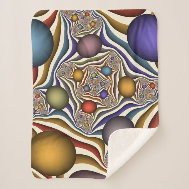 Flying Up, Colourful, Modern, Abstract Fractal Art Sherpa Blanket (Front)