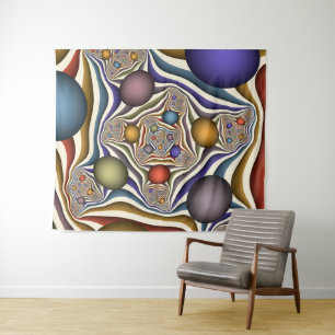 Flying Up Colourful Modern Abstract Fractal Art Tapestry