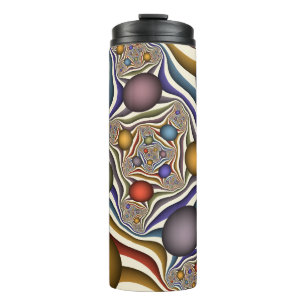Flying Up, Colourful, Modern, Abstract Fractal Art Thermal Tumbler