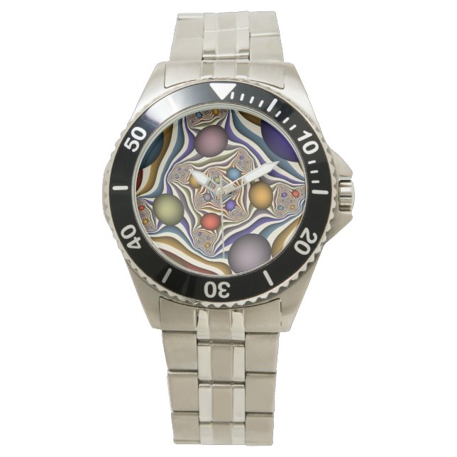 Flying Up Colourful Modern Abstract Fractal Art Watch (Front)