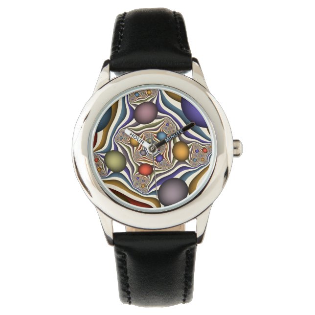 Flying Up Colourful Modern Abstract Fractal Art Watch (Front)