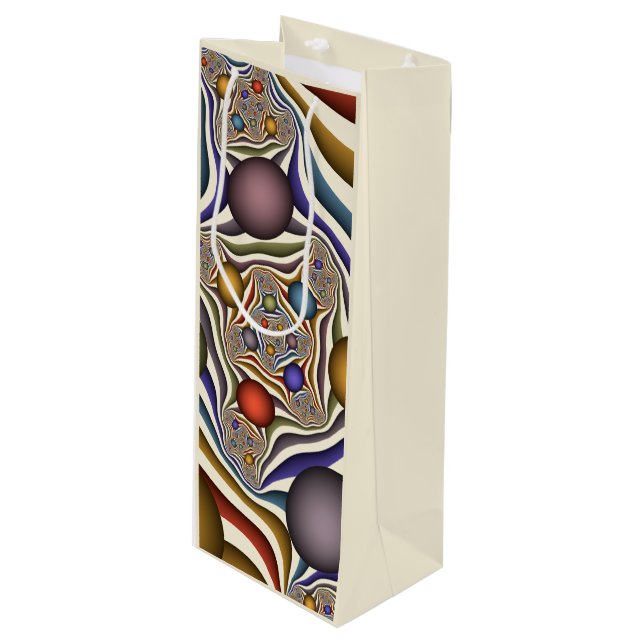 Flying Up Colourful Modern Abstract Fractal Art Wine Gift Bag (Front Angled)