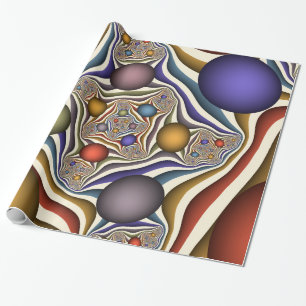 Flying Up, Colourful, Modern, Abstract Fractal Art Wrapping Paper
