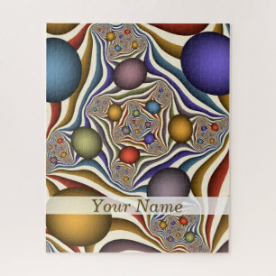 Flying Up, Colourful Modern Abstract Fractal Name Jigsaw Puzzle