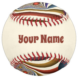 Flying Up, Colourful Modern Abstract Fractal Name Softball