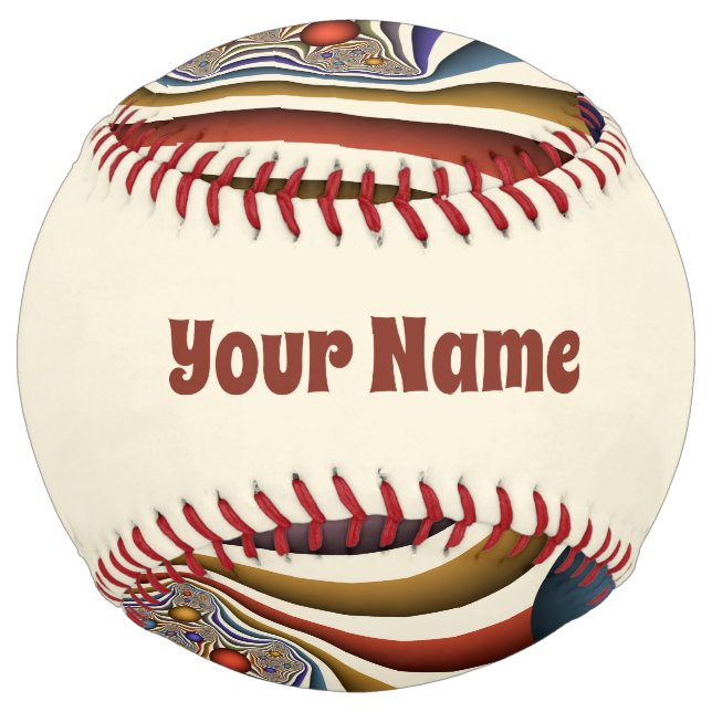 Flying Up, Colourful Modern Abstract Fractal Name Softball (Front)