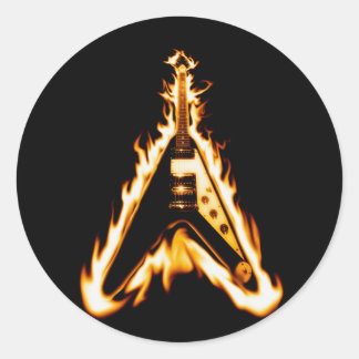 Flying V Guitar Classic Round Sticker