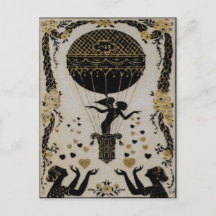 Flying Valentines ~ Postcard Art Nouveau French