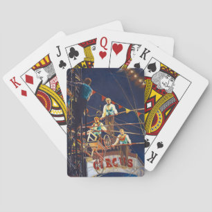 Flying Wallendas Trapeze Performers Red White Blue Playing Cards