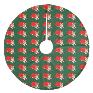 Flying Welsh Corgi with Red Cape Fleece Tree Skirt