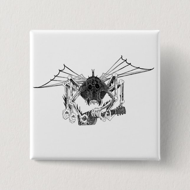 FLYING WETA WITH GUITAR 15 CM SQUARE BADGE (Front)