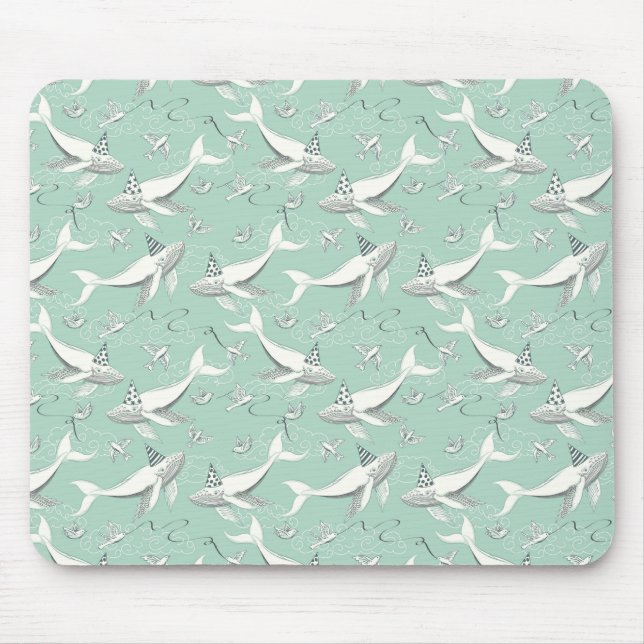 Flying Whale Birthday Party Pattern Mouse Pad (Front)