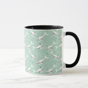 Flying Whale Birthday Party Pattern Mug