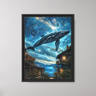 Flying Whale Fantasy Art for Dreamy Interiors Canvas Print